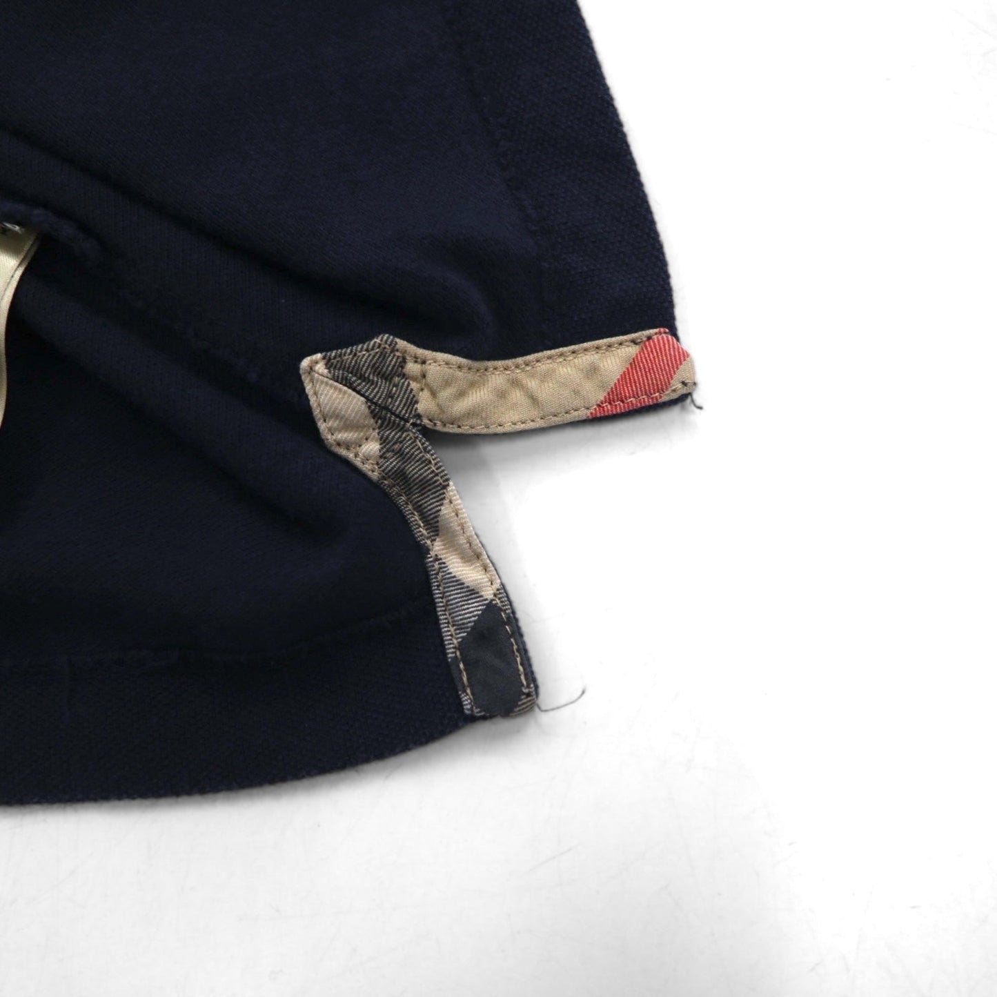BURBERRY BRIT ノバチェック切り替え ポロシャツ XL ネイビー コットン 鹿の子 ワンポイントロゴ刺繍 トルコ製