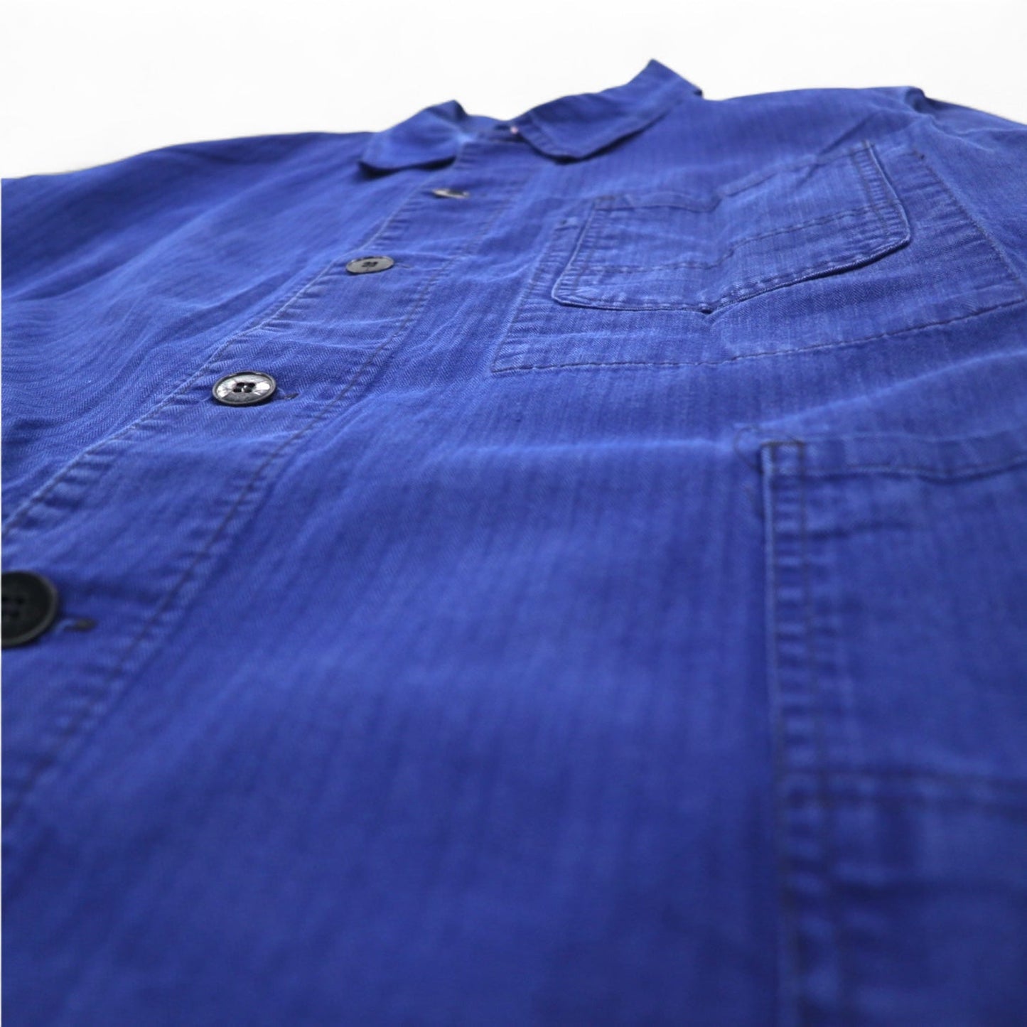 Vintage 70s German Made Euro Work Jacket 70年代 ドイツ製 BUCKING DREINAHT ユーロワーク カバーオール L ブルー ヘリンボーン SANFOR