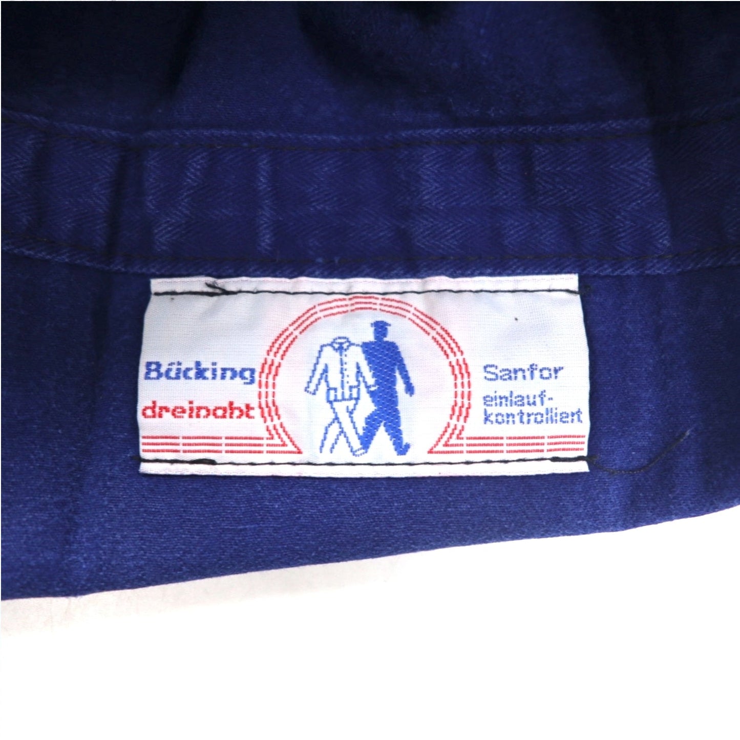 Vintage 70s German Made Euro Work Jacket 70年代 ドイツ製 BUCKING DREINAHT ユーロワーク カバーオール L ブルー ヘリンボーン SANFOR