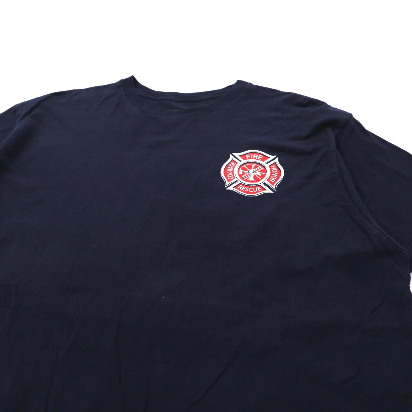 ann aranr プリントTシャツ XL ネイビー コットン 星条旗 Fire & Rescue Maltese Cross Firefighter Fire Courage Honor メキシコ製