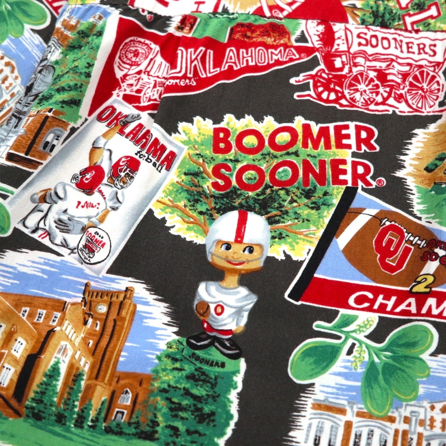 Reyn SPOONER 90年代 ハワイ(USA)製 AMERICAN CLASSICS アロハシャツ 2XL マルチカラー レーヨン NCAA OKLAHOMA SOONERS カレッジ フットボール