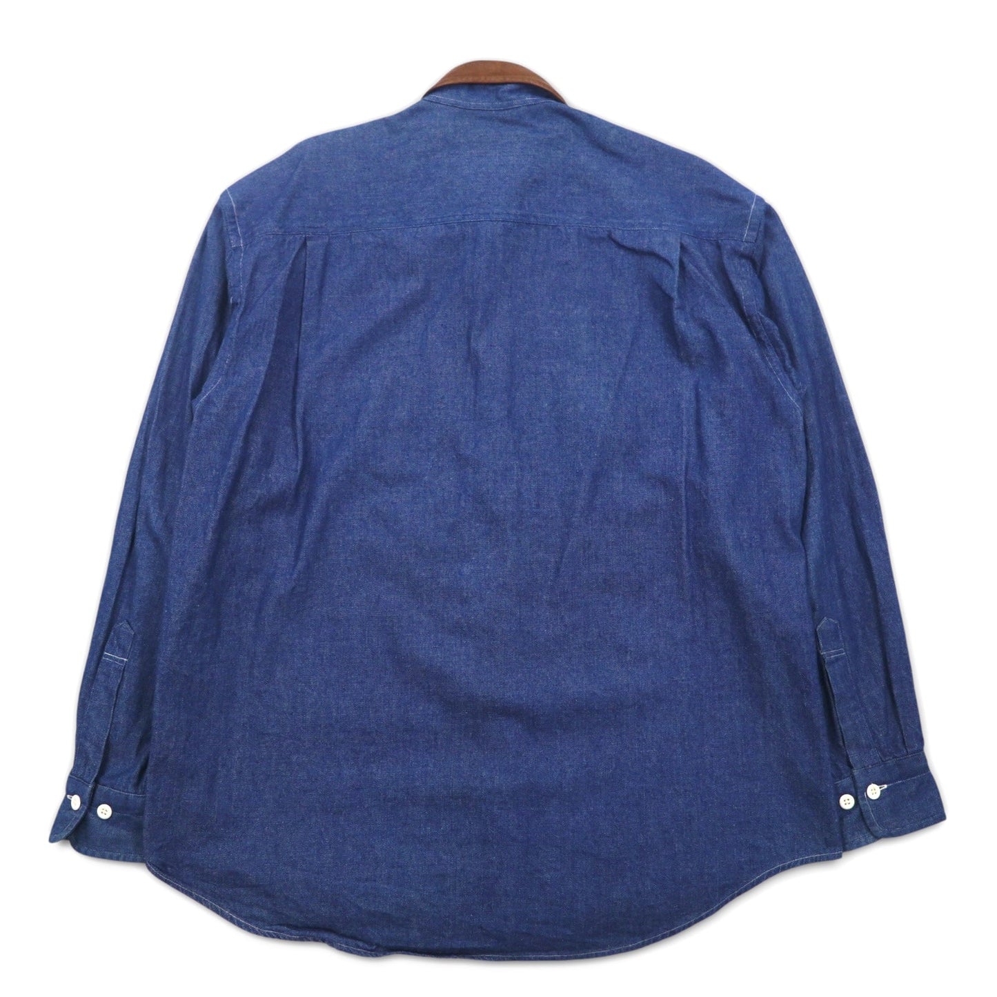 Vintage 90s Denim Shirt MINDLOOSER 襟レザー 切替 ワーク デニムシャツ L インディゴ ブルー コットン