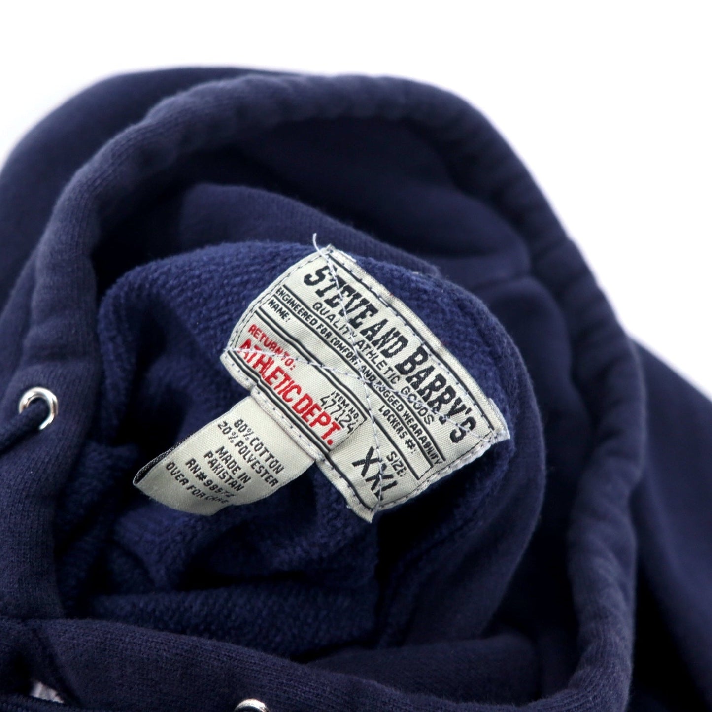 STEVE AND BARRY'S リバースウィーブ プルオーバーパーカー XXL ネイビー コットン パキ綿 カレッジ NOTREDAME ビッグサイズ