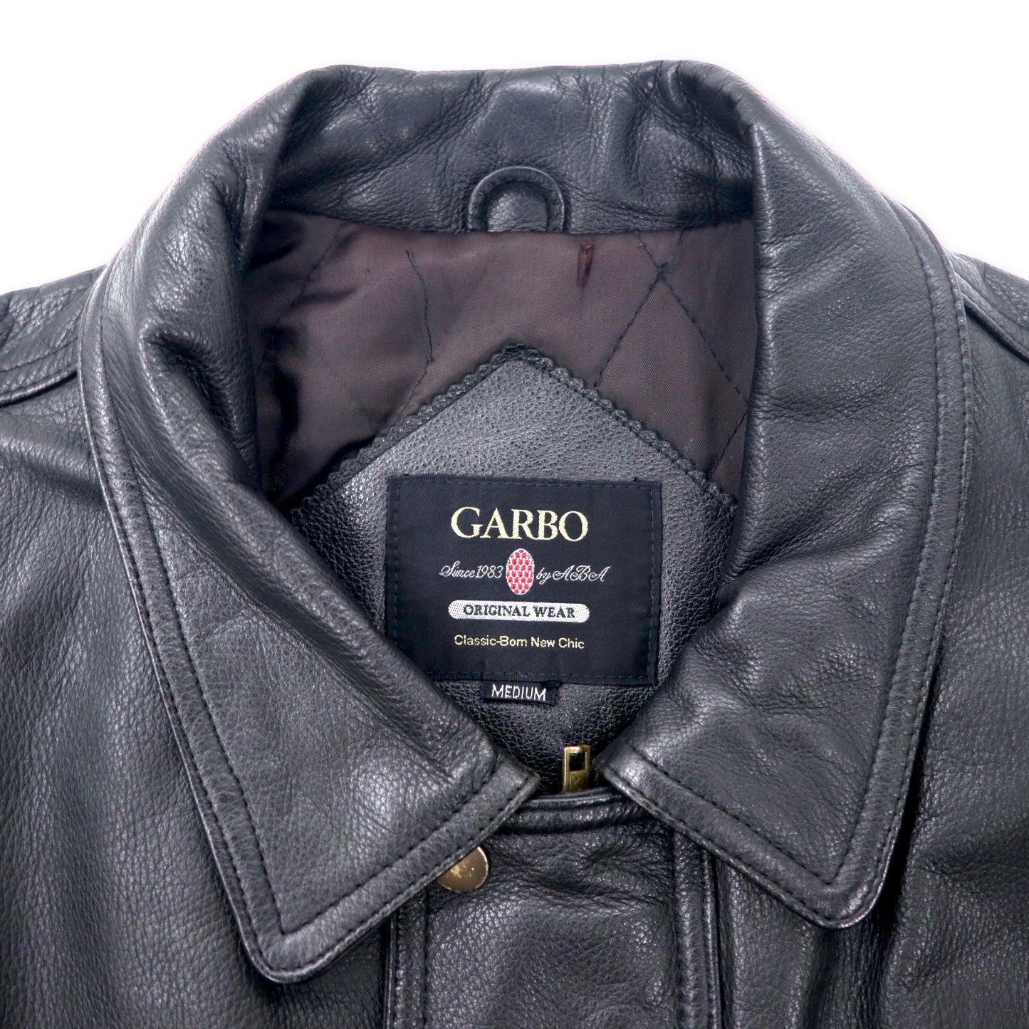 GARBO レザー カーコート M ブラック 牛革 キルティングライナー ドローコード