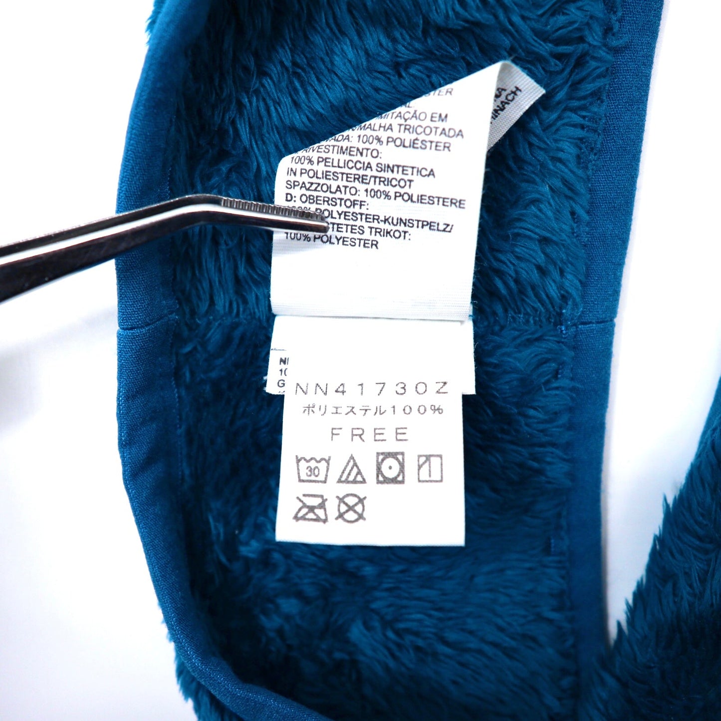 THE NORTH FACE ヘッドバンド ブルー フリース ロゴ刺繍