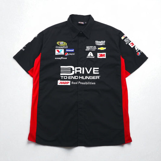 CHASE AUTHENTICS 半袖 レーシングシャツ XL ブラック コットン NASCAR スナップボタン