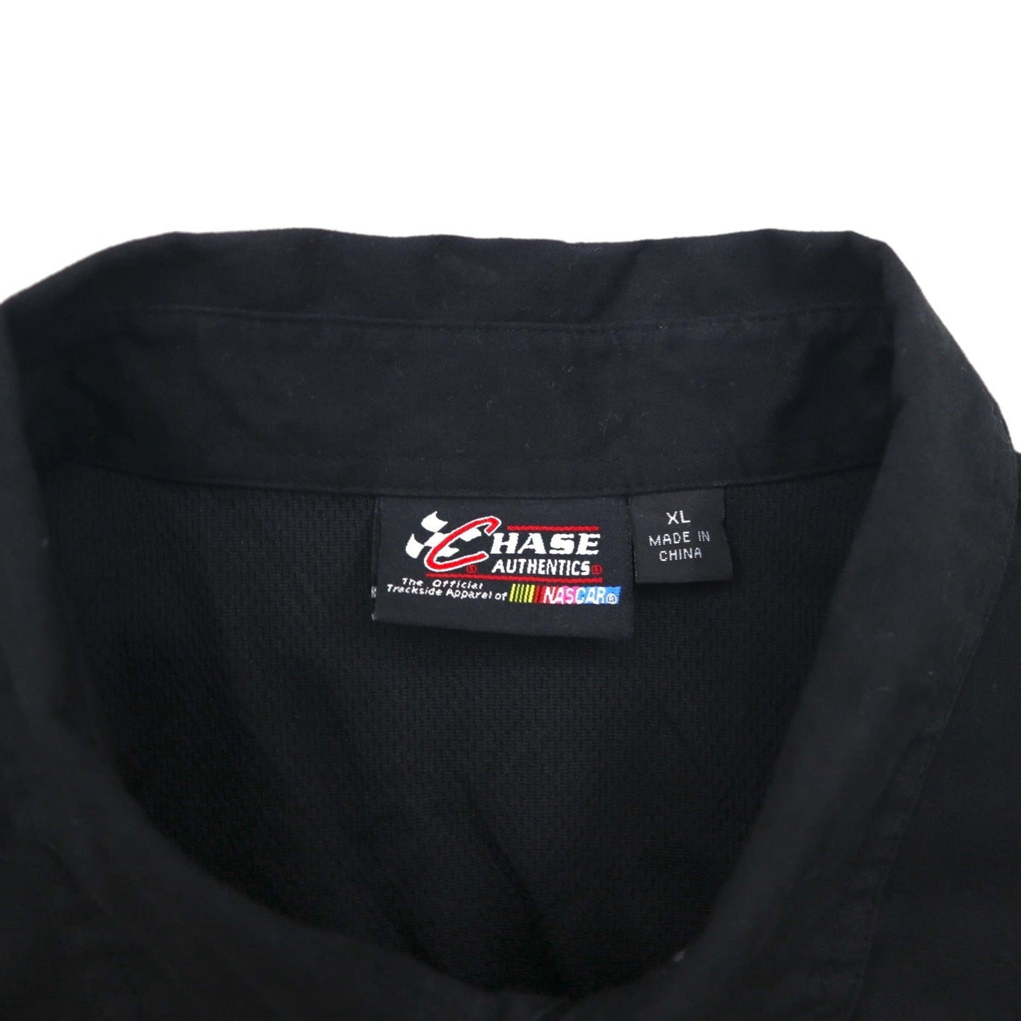 CHASE AUTHENTICS 半袖 レーシングシャツ XL ブラック コットン NASCAR スナップボタン
