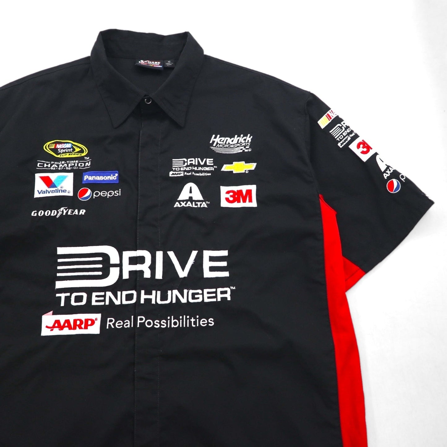 CHASE AUTHENTICS 半袖 レーシングシャツ XL ブラック コットン NASCAR スナップボタン