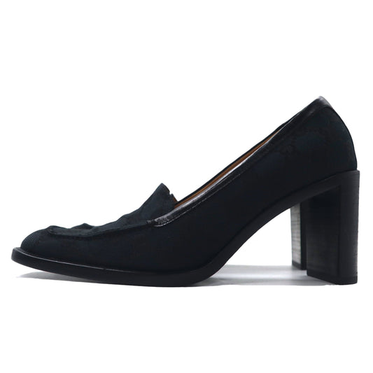 GUCCI チャンキーヒール パンプス 23.5cm ブラック 総柄 GGキャンバス 100 1118 イタリア製