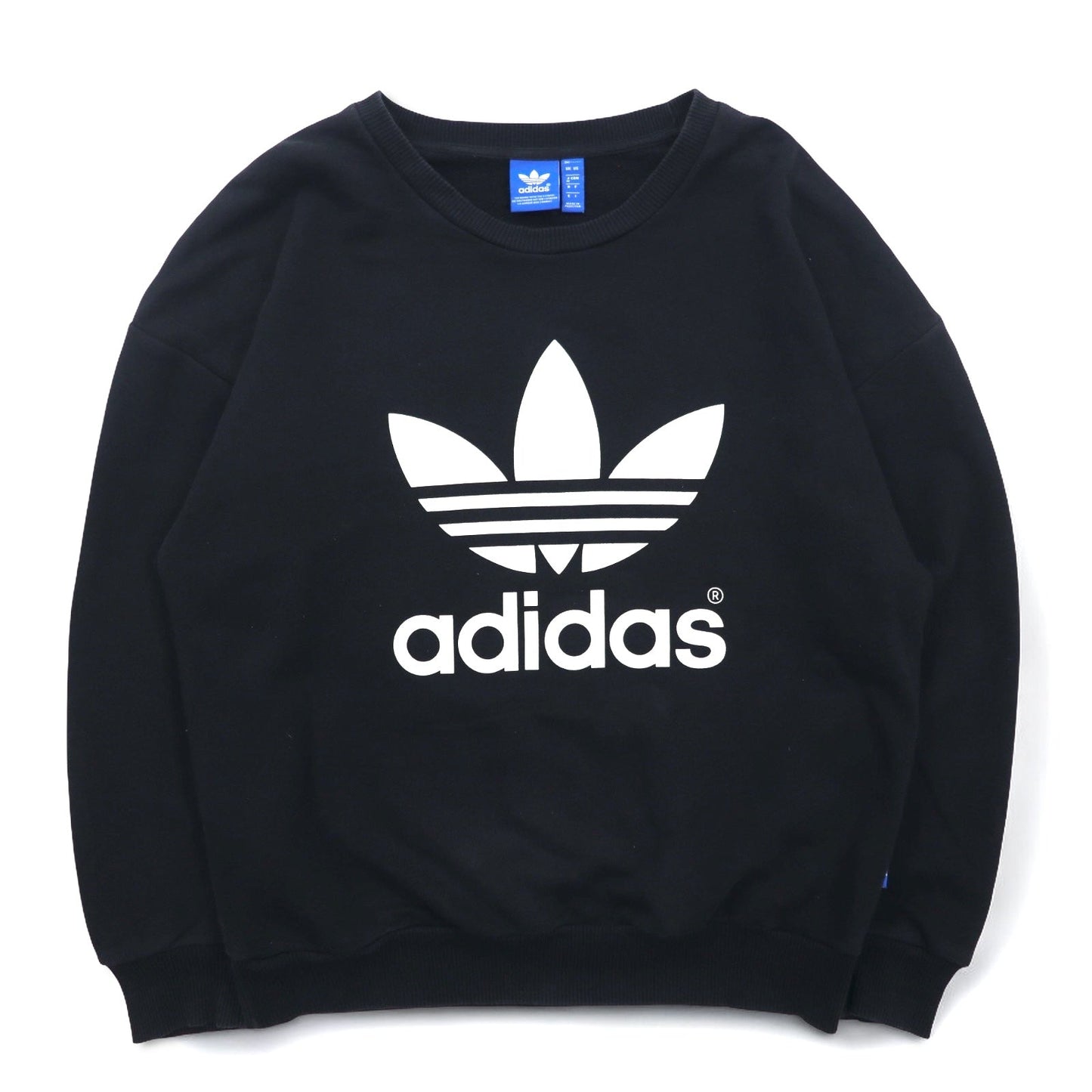adidas originals トレフォイルロゴ ドロップショルダー スウェット M ブラック コットン AB2019