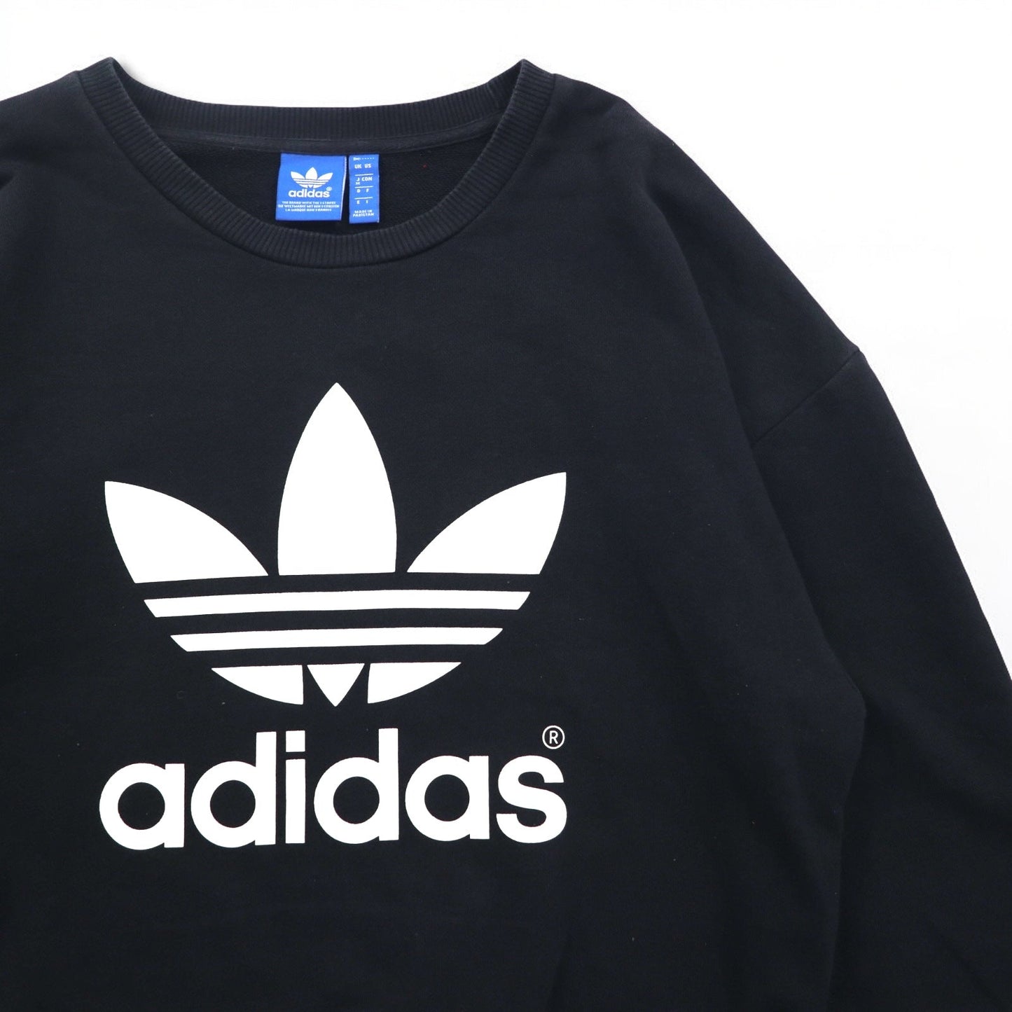 adidas originals トレフォイルロゴ ドロップショルダー スウェット M ブラック コットン AB2019