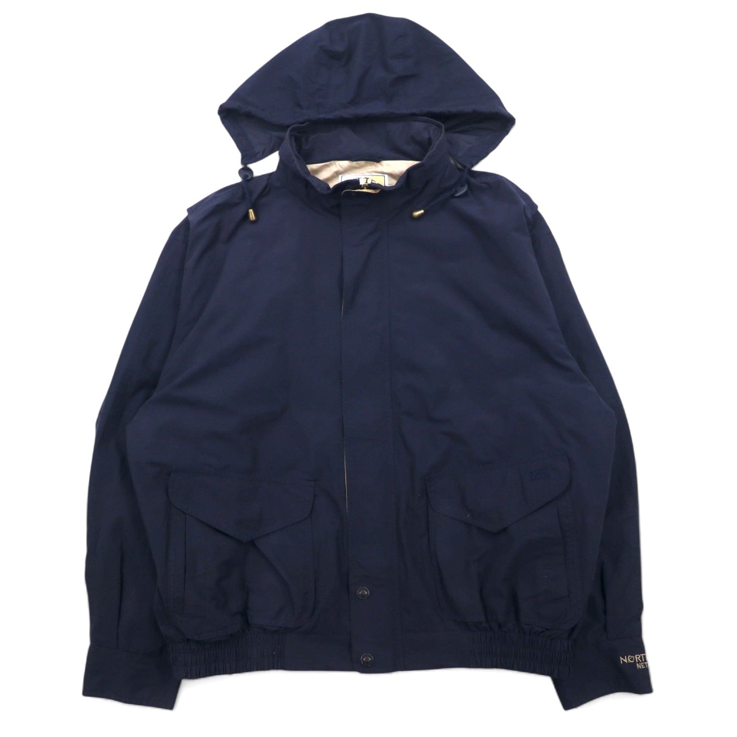CUTTER & BUCK フード収納式 スウィングトップ ハリントンジャケット XL ネイビー コットン 刺繍
