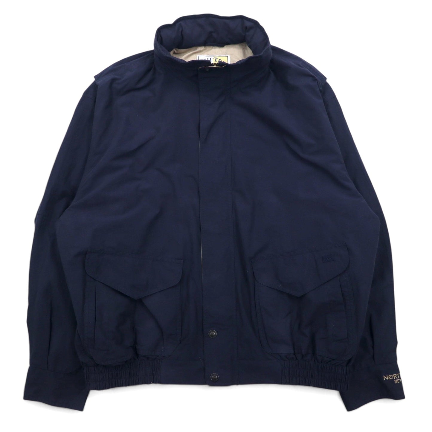 CUTTER & BUCK フード収納式 スウィングトップ ハリントンジャケット XL ネイビー コットン 刺繍