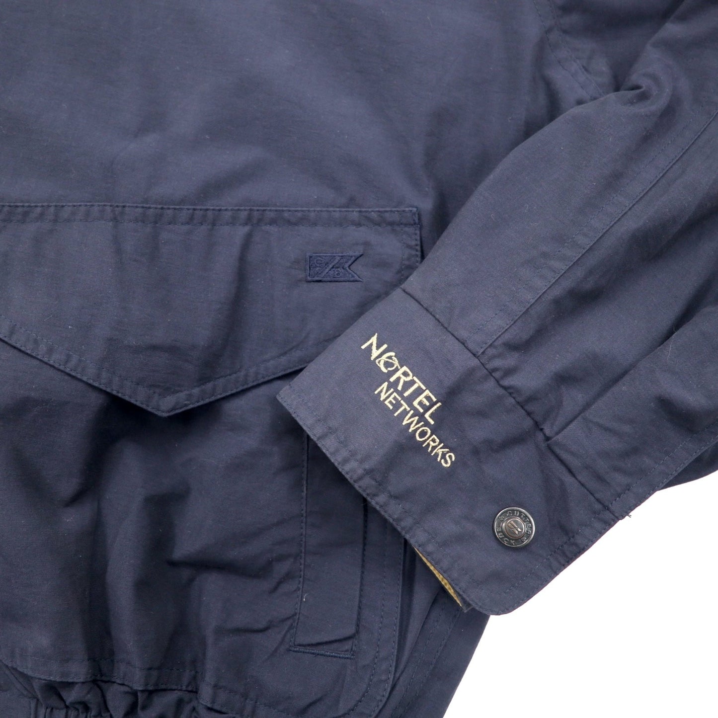 CUTTER & BUCK フード収納式 スウィングトップ ハリントンジャケット XL ネイビー コットン 刺繍