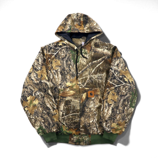 carhartt リメイク 再構築 リアルツリーカモ アクティブジャケット パーカー L カーキ コットン