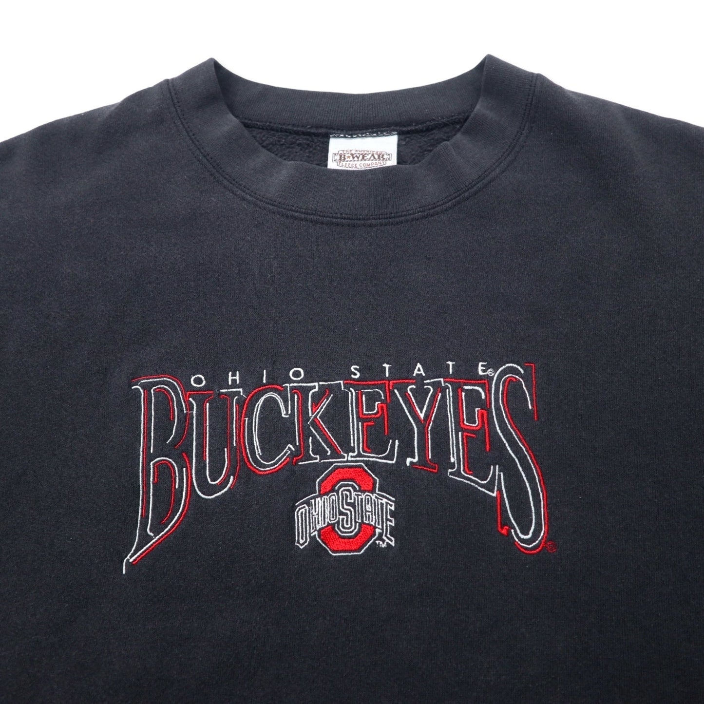 B WEAR USA製 90年代 カレッジ刺繍 スウェット XXL ブラック コットン OHIO STATE BUCKEYES ビッグサイズ