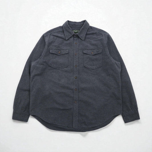 Eddie Bauer シャモアクロスシャツ フランネル ワークシャツ L グレー コットン ダブルポケット