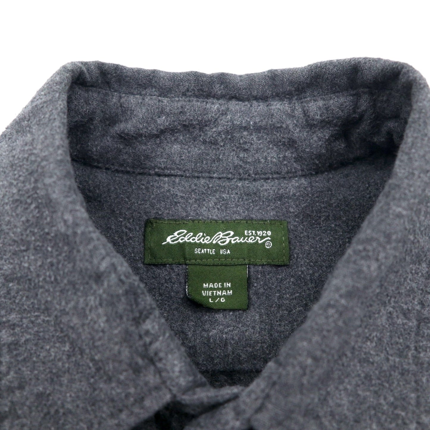 Eddie Bauer シャモアクロスシャツ フランネル ワークシャツ L グレー コットン ダブルポケット