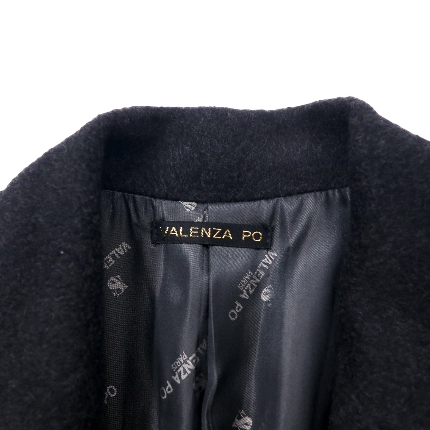 80年代 VALENZA PO SPORTS カシミヤ混 ダブルブレスト テーラードジャケット 40 ブラック ウール 金ボタン エンブレムロゴ 日本製