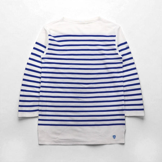 ORCIVAL ビッグ コットンロード フレンチバスクシャツ 2XL ホワイト ブルー ボートネック フランス製