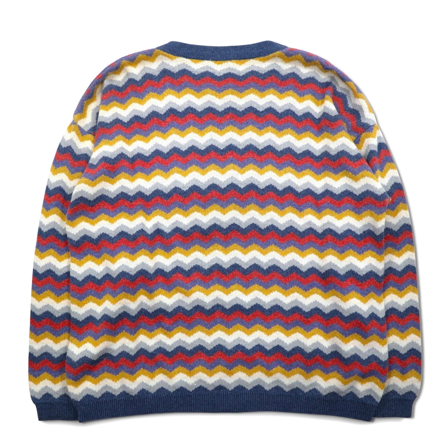 Vintage 90s Italy Made Retro Zigzag Pattern Sweater MARTINI コットン ニット L マルチカラー ボーダー