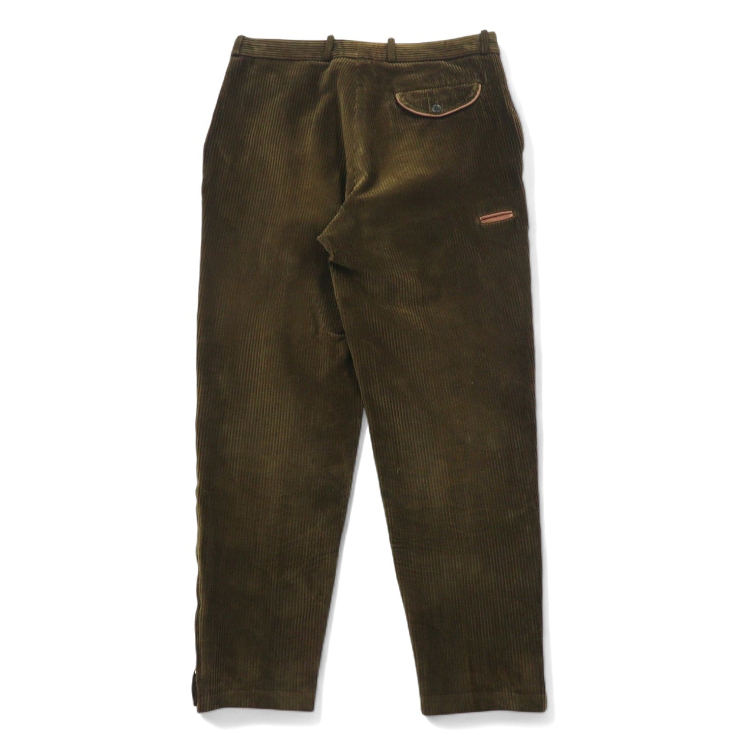 フランス製 80年代 Charles Dubourg テーパード コーデュロイパンツ L カーキ コットン COSSERAT 裾ジップ レザー パイピング DMCジップ