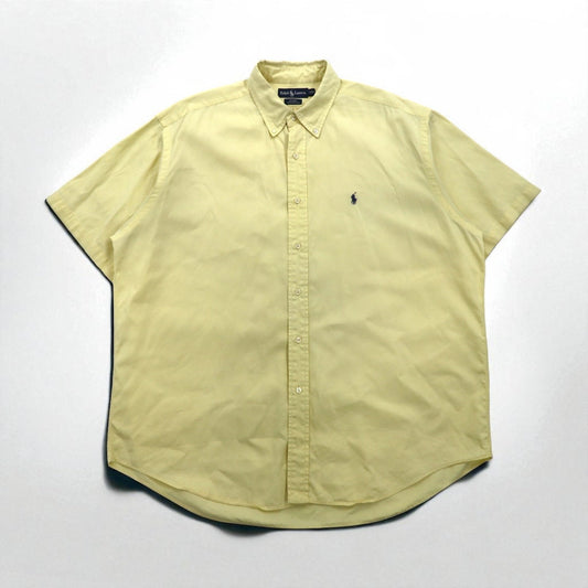 Ralph Lauren 90年代 BLAKE 半袖 オックスフォード ボタンダウンシャツ XL イエロー コットン スモールポニー刺繍