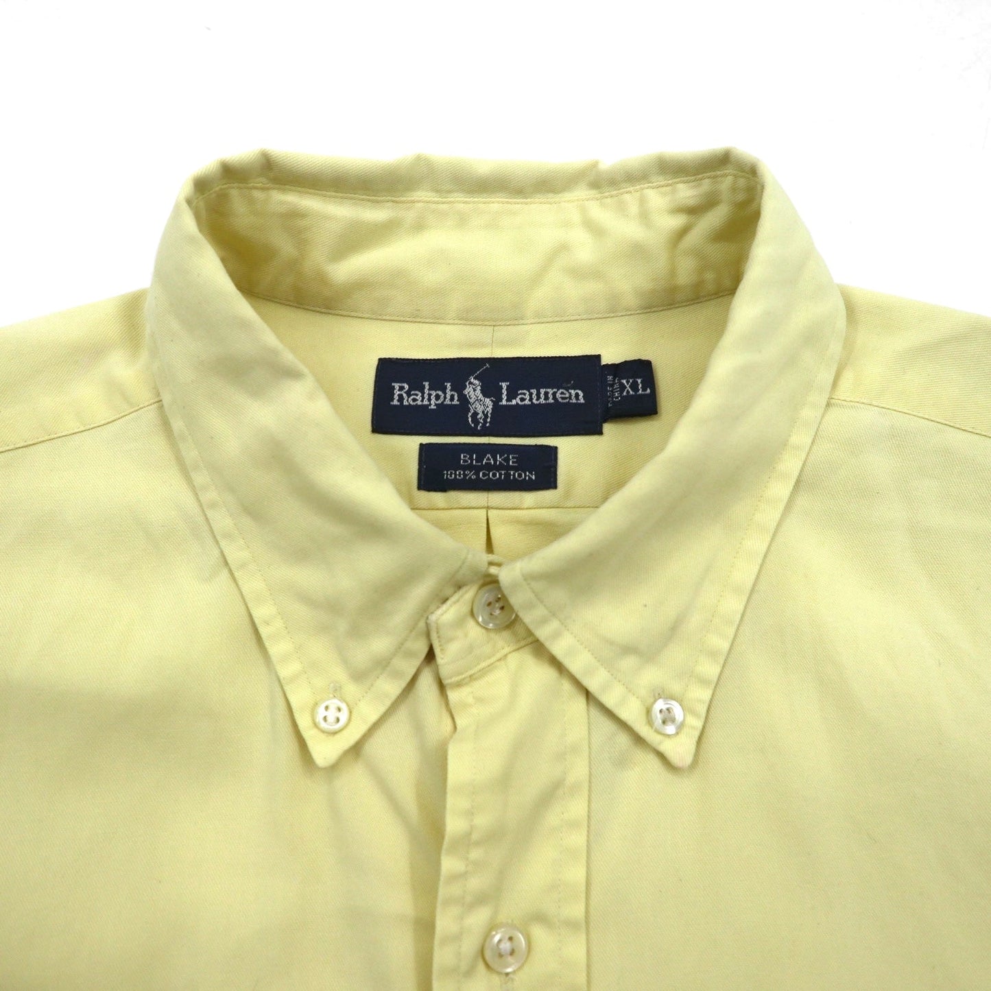Ralph Lauren 90年代 BLAKE 半袖 オックスフォード ボタンダウンシャツ XL イエロー コットン スモールポニー刺繍