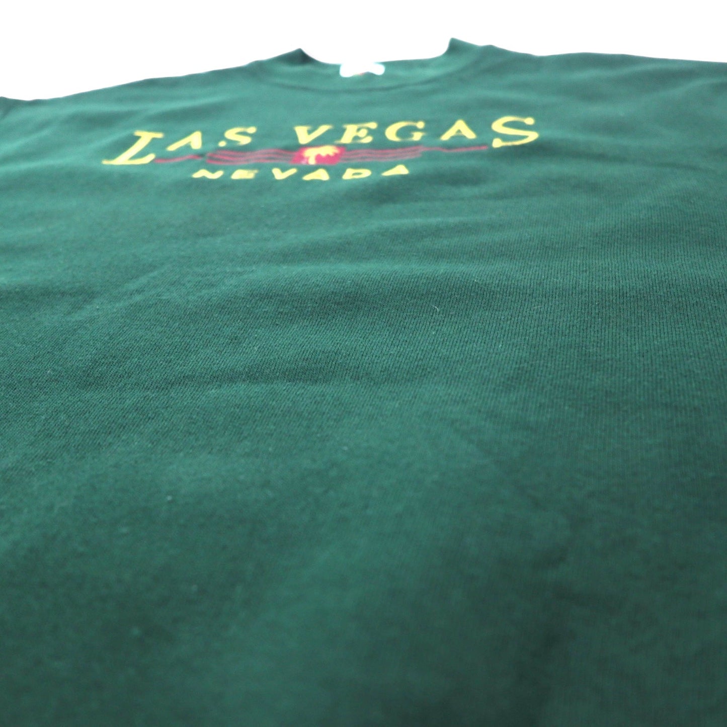FRUIT OF THE LOOM USA製 90年代 刺繍 スウェット L グリーン コットン 裏起毛 LAS VEGAS