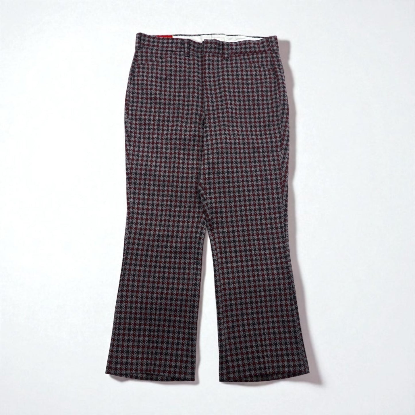 Sears 70年代 KINGS ROAD ブーツカット スラックスパンツ L グレー グレンチェック 千鳥格子 PERMA-PREST SCOVILLジップ