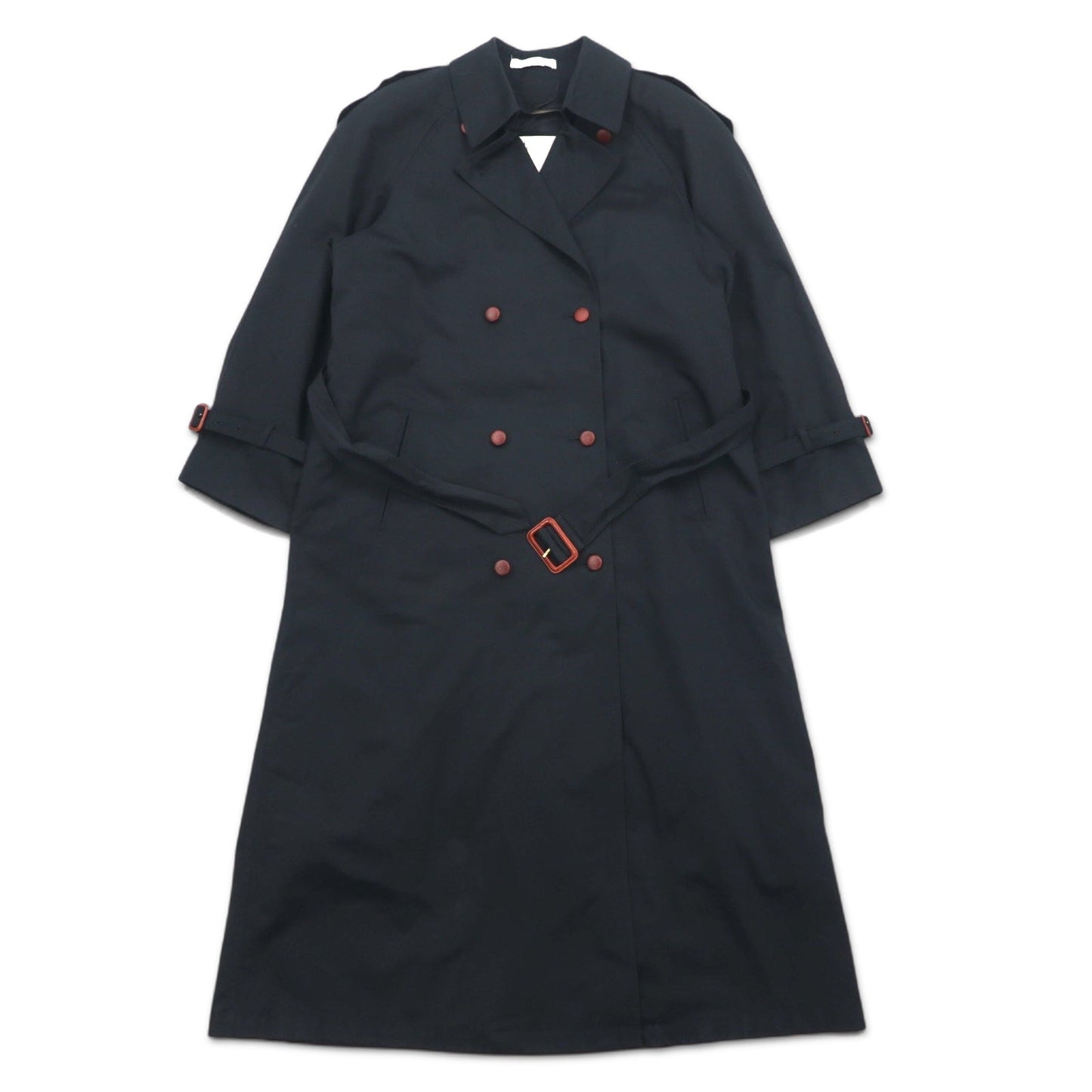 90s Vintage Trench Double-Breasted Coat Misty Harbor トレンチコート M ブラック コットン チェックライナー着脱式 ベルト付き