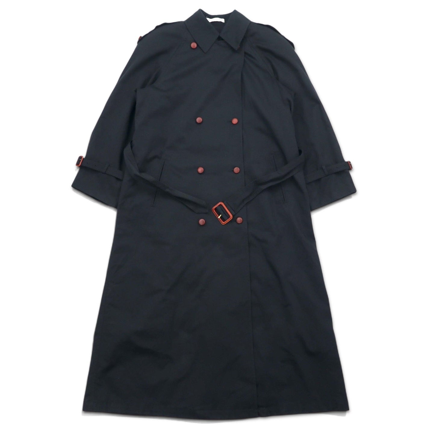 90s Vintage Trench Double-Breasted Coat Misty Harbor トレンチコート M ブラック コットン チェックライナー着脱式 ベルト付き