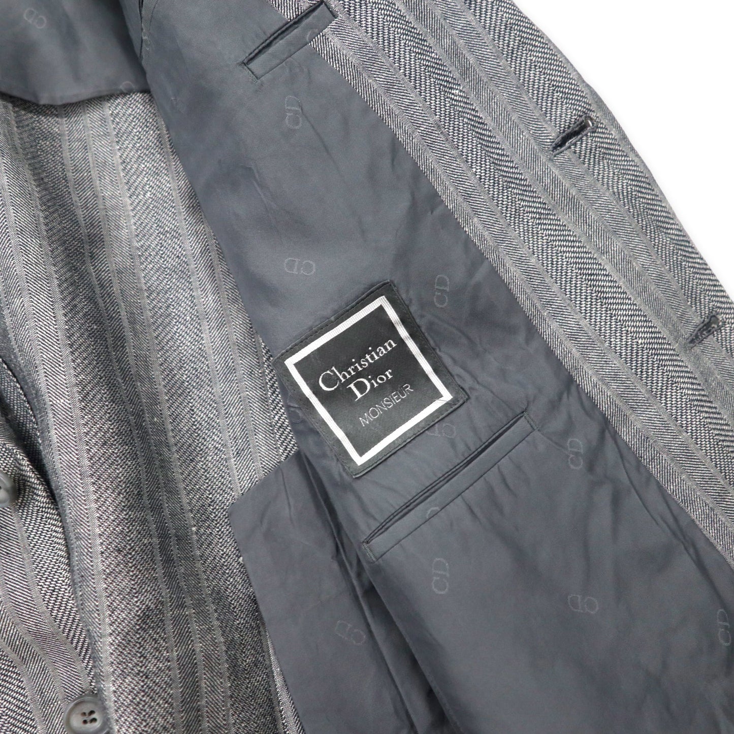 Christian Dior MONSIEUR リネン 2B テーラードジャケット M グレー コットン オールド