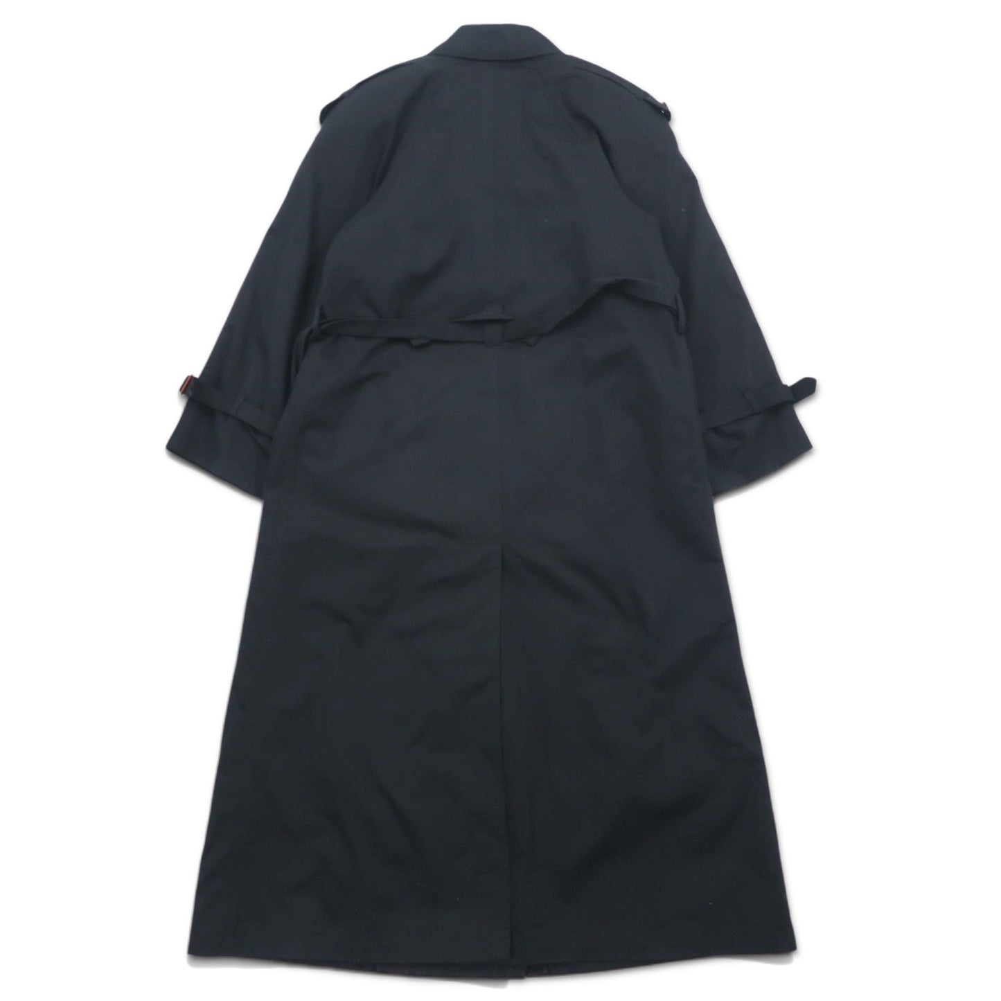 90s Vintage Trench Double-Breasted Coat Misty Harbor トレンチコート M ブラック コットン チェックライナー着脱式 ベルト付き