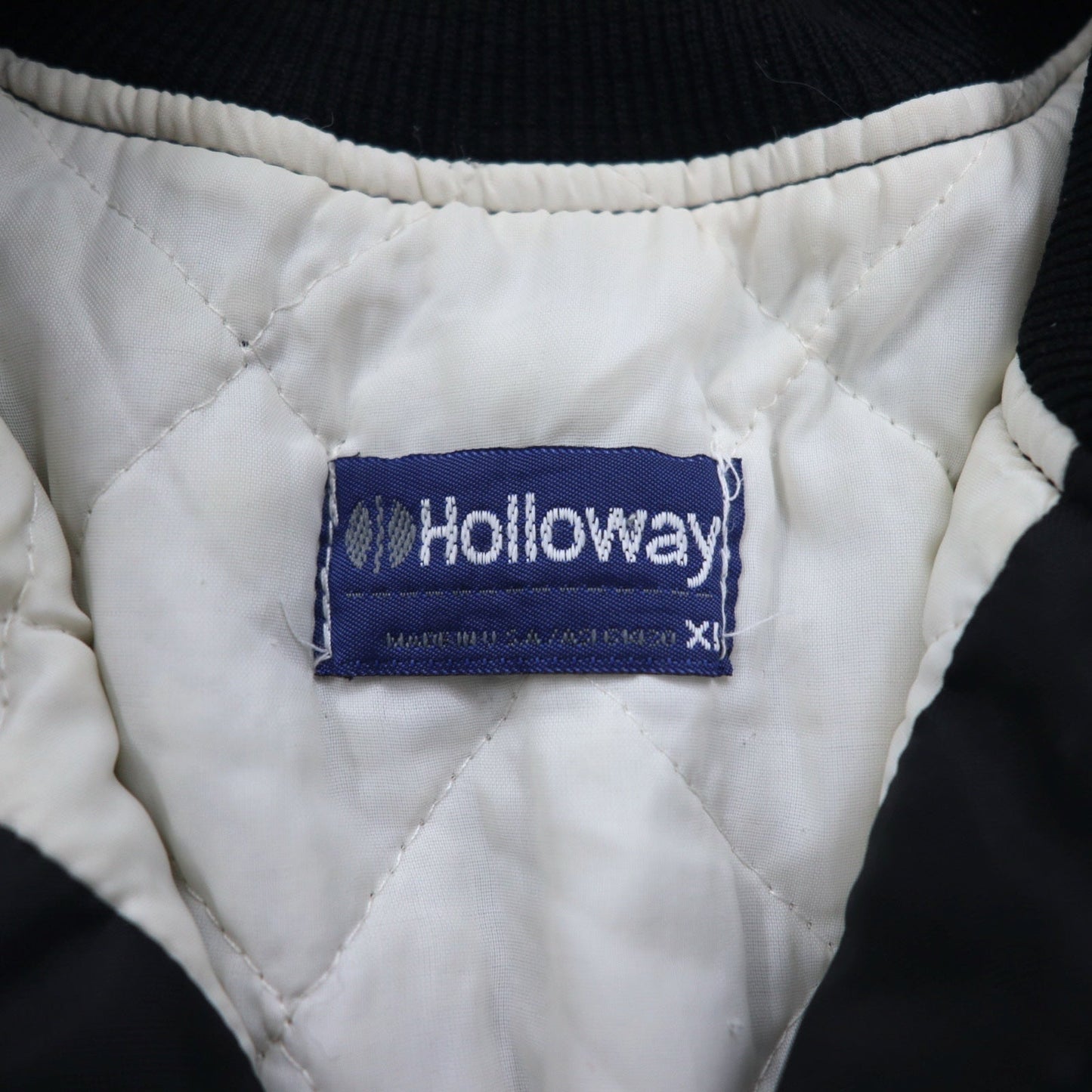 USA製 90年代 Holloway スタジャン XL ブラック ナイロン スナップボタン US企業 刺繍 Great Western Malting Co.