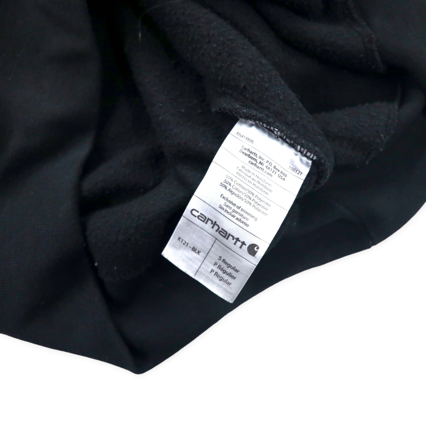 carhartt  ビッグサイズ プルオーバーパーカー S ブラック コットン 裏起毛 ORIGINAL FIT ホンジュラス製