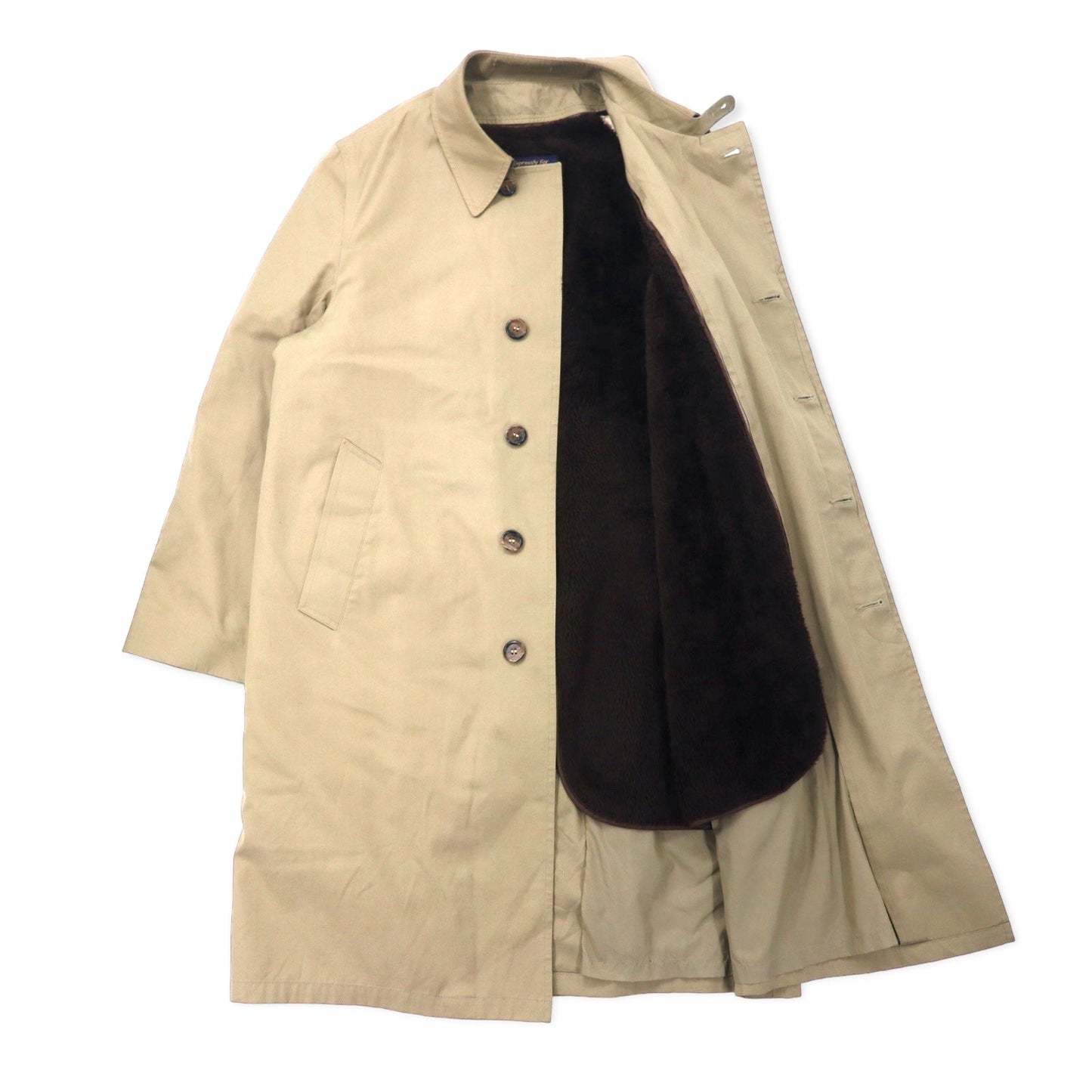 GENTLEMAN'S WAREHOUSE 80年代 USA製 比翼 ステンカラーコート 40 ベージュ  コットン チンストラップ ボアライナー着脱式