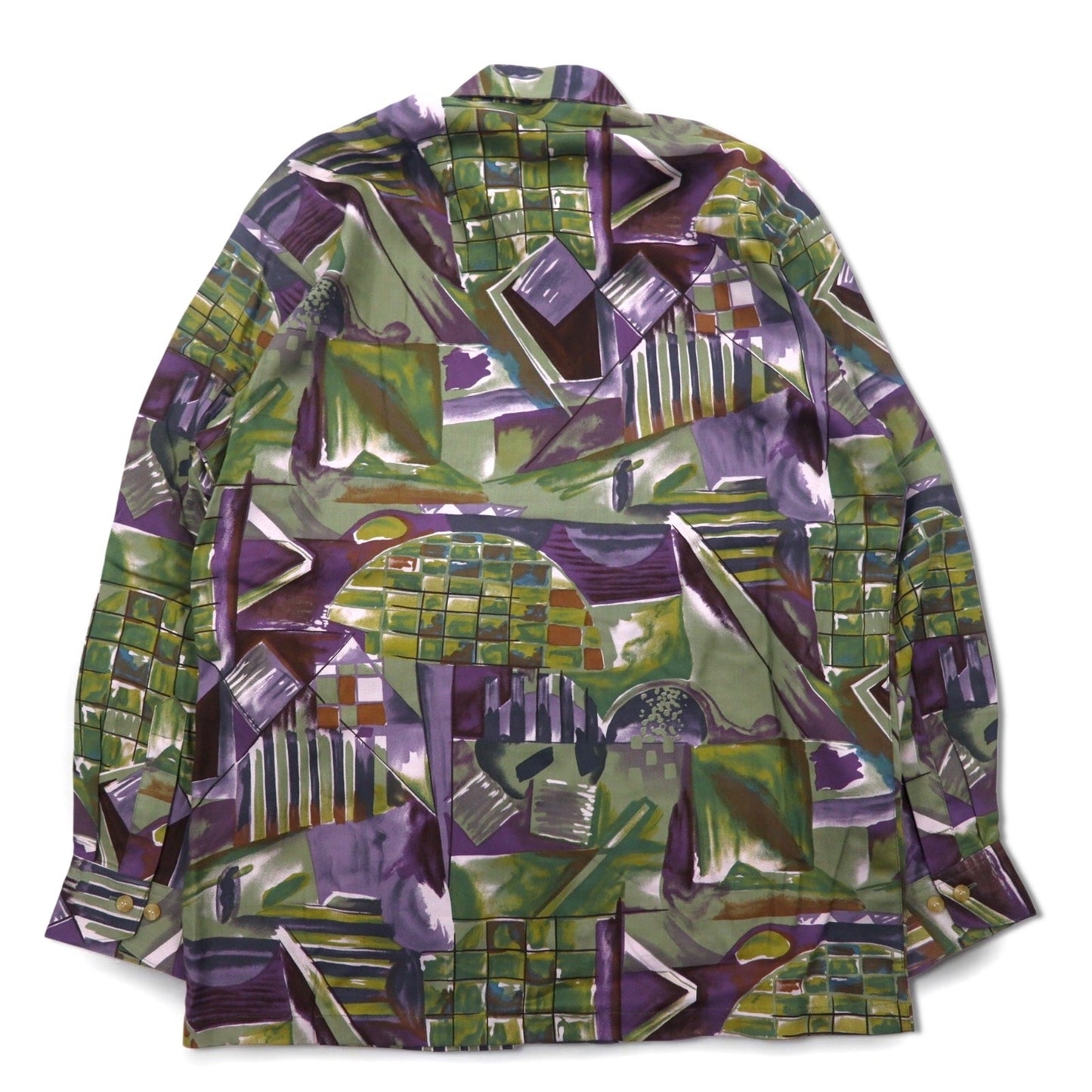 Vintage Japan Made Shirt ARAMIS 総柄 ポリシャツ M マルチカラー アート ポリノジック 未使用品