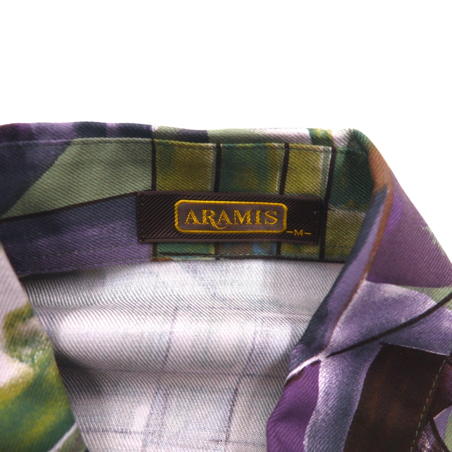 Vintage Japan Made Shirt ARAMIS 総柄 ポリシャツ M マルチカラー アート ポリノジック 未使用品