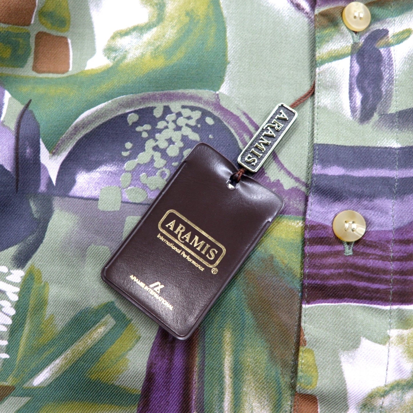 Vintage Japan Made Shirt ARAMIS 総柄 ポリシャツ M マルチカラー アート ポリノジック 未使用品