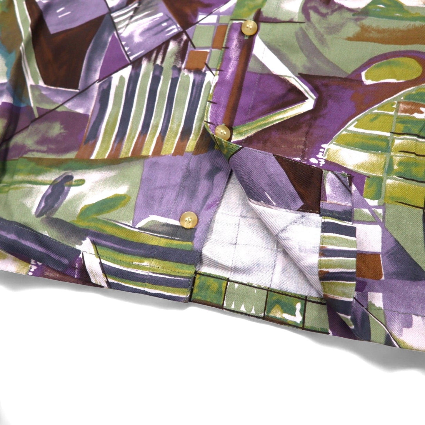 Vintage Japan Made Shirt ARAMIS 総柄 ポリシャツ M マルチカラー アート ポリノジック 未使用品