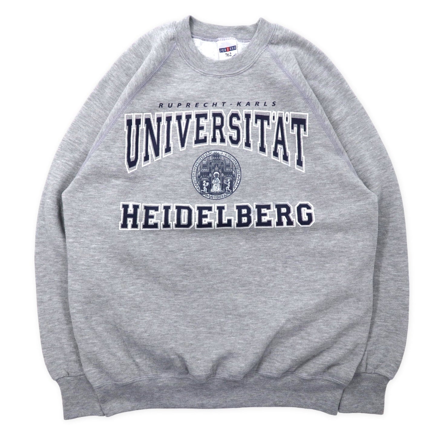 JERZEES 90年代 762 カレッジプリント ラグランスウェット M グレー コットン 裏起毛 UNIVERSIT'A'T HEIDELBERG