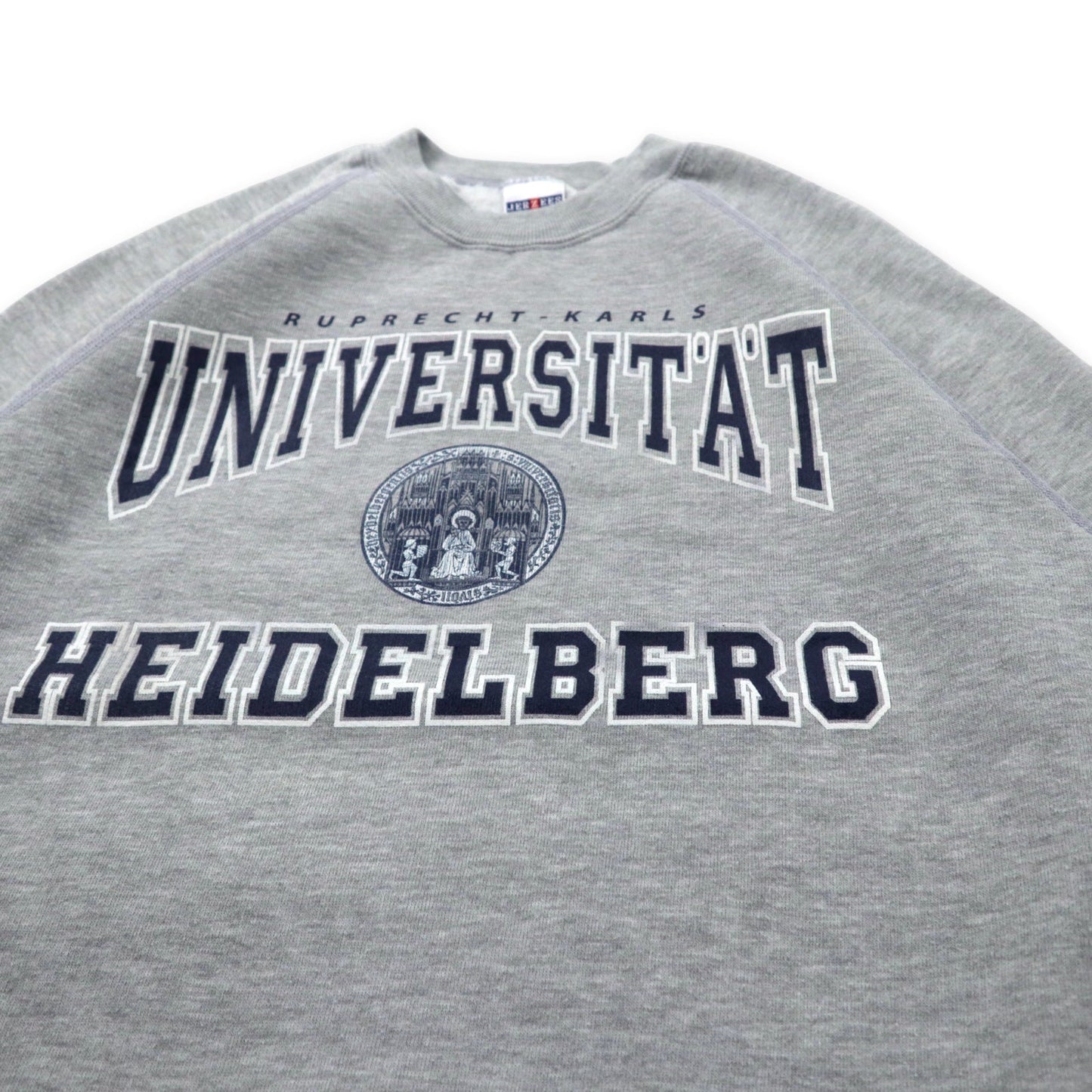 JERZEES 90年代 762 カレッジプリント ラグランスウェット M グレー コットン 裏起毛 UNIVERSIT'A'T HEIDELBERG