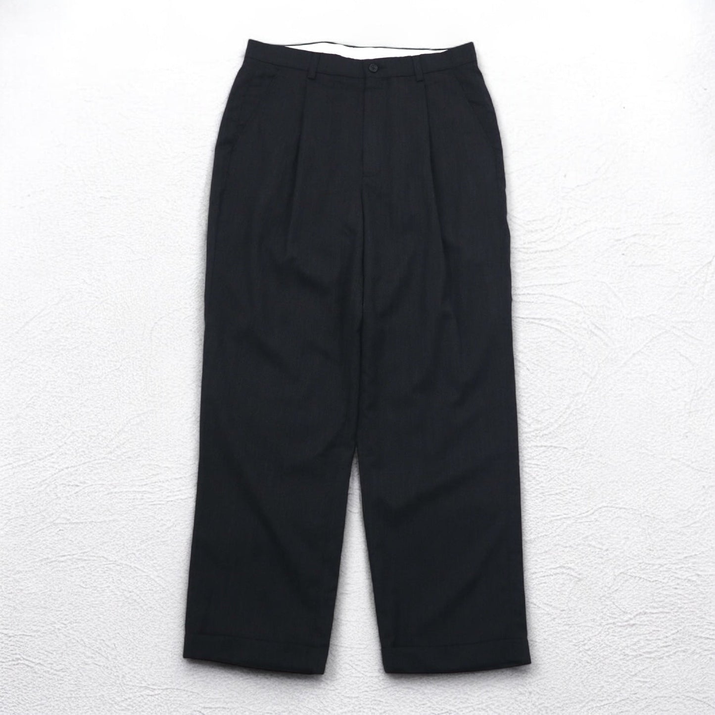 TOMMY HILFIGER ブルガリア製 00年代 タック ワイド スラックスパンツ M グレー ウール