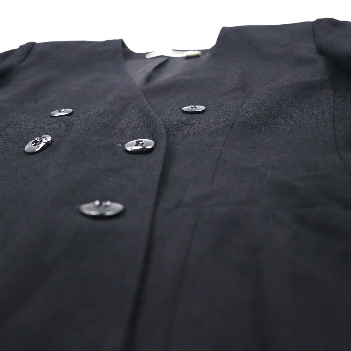 Vintage 90s made in USA Double-Breasted Blazer JH Collectibles ダブルブレスト ノーカラー テーラードジャケット XL ブラック レーヨン