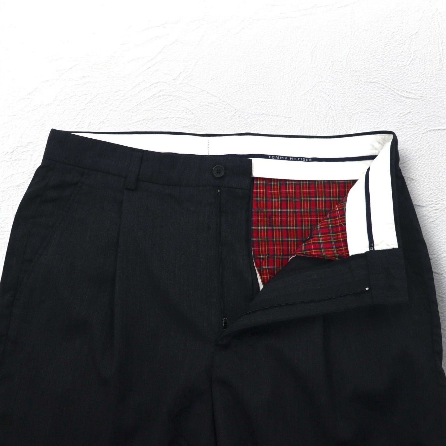 TOMMY HILFIGER ブルガリア製 00年代 タック ワイド スラックスパンツ M グレー ウール