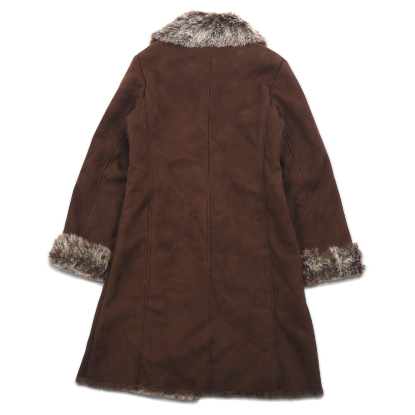 90s Vintage Faux Shearling Coat MARVIN RICHARDS ムートンコート M ブラウン ポリエステル フェイク エコ ファー