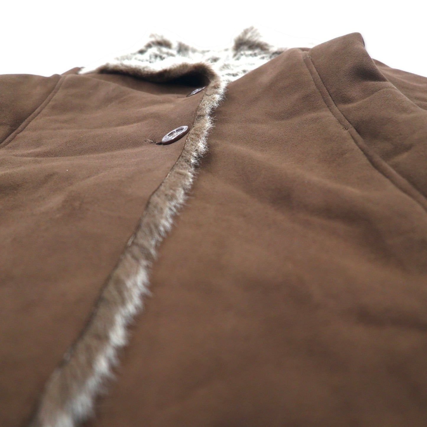 90s Vintage Faux Shearling Coat MARVIN RICHARDS ムートンコート M ブラウン ポリエステル フェイク エコ ファー