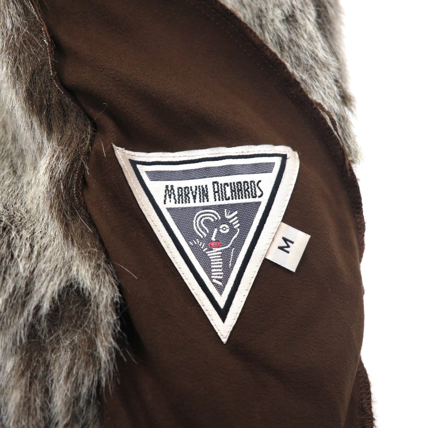 90s Vintage Faux Shearling Coat MARVIN RICHARDS ムートンコート M ブラウン ポリエステル フェイク エコ ファー