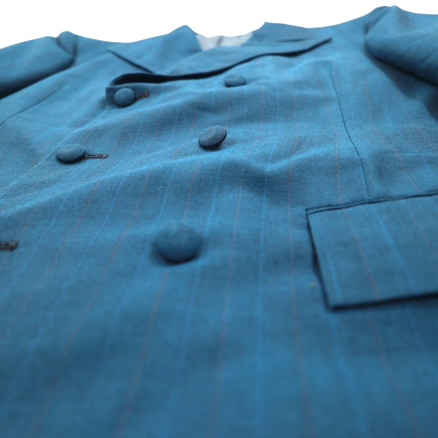 60年代 Vintage UNION MADE Blazer Jacket Dittrich ダブルブレスト テーラードジャケット L ブルー ストライプ ポリエステル